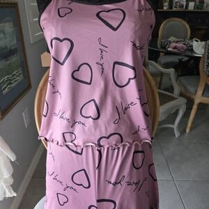 Pink Heart Print Sleeveless Dress